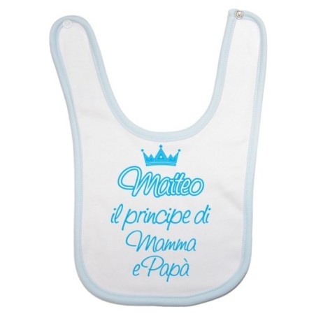 Bavaglino neonato personalizzato con nome sono la principessa il principe di mamma e papà con corona Per la famiglia