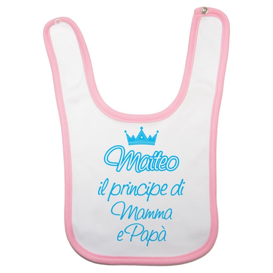 Bavaglino neonato personalizzato con nome sono la principessa il principe di mamma e papà con corona Per la famiglia