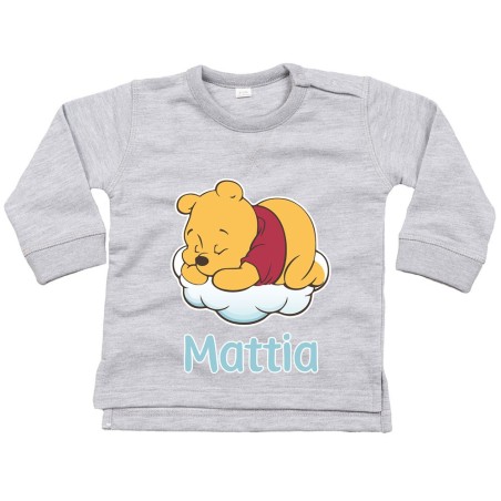 Felpa neonato personalizzata con nome sleeping winnie