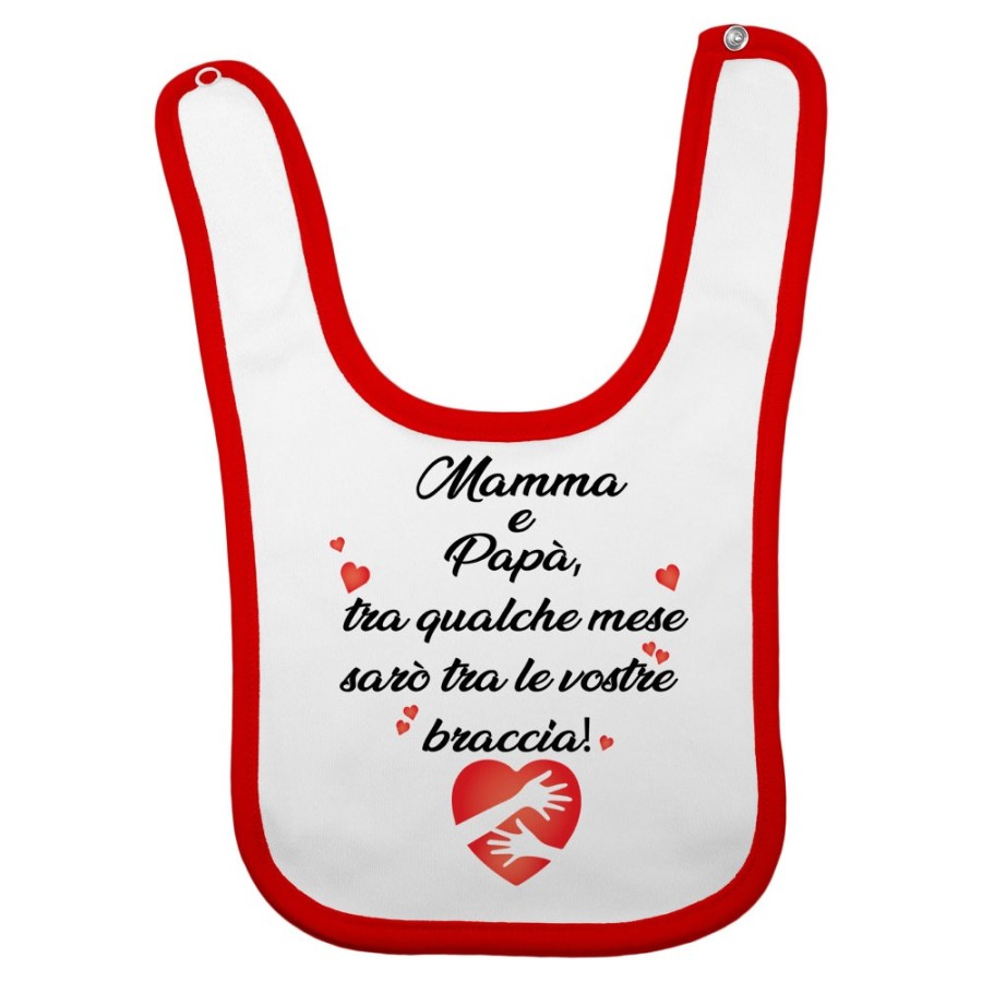 Bavaglino neonato mamma e papà tra qualche mese sarò tra le vostre braccia Per la famiglia