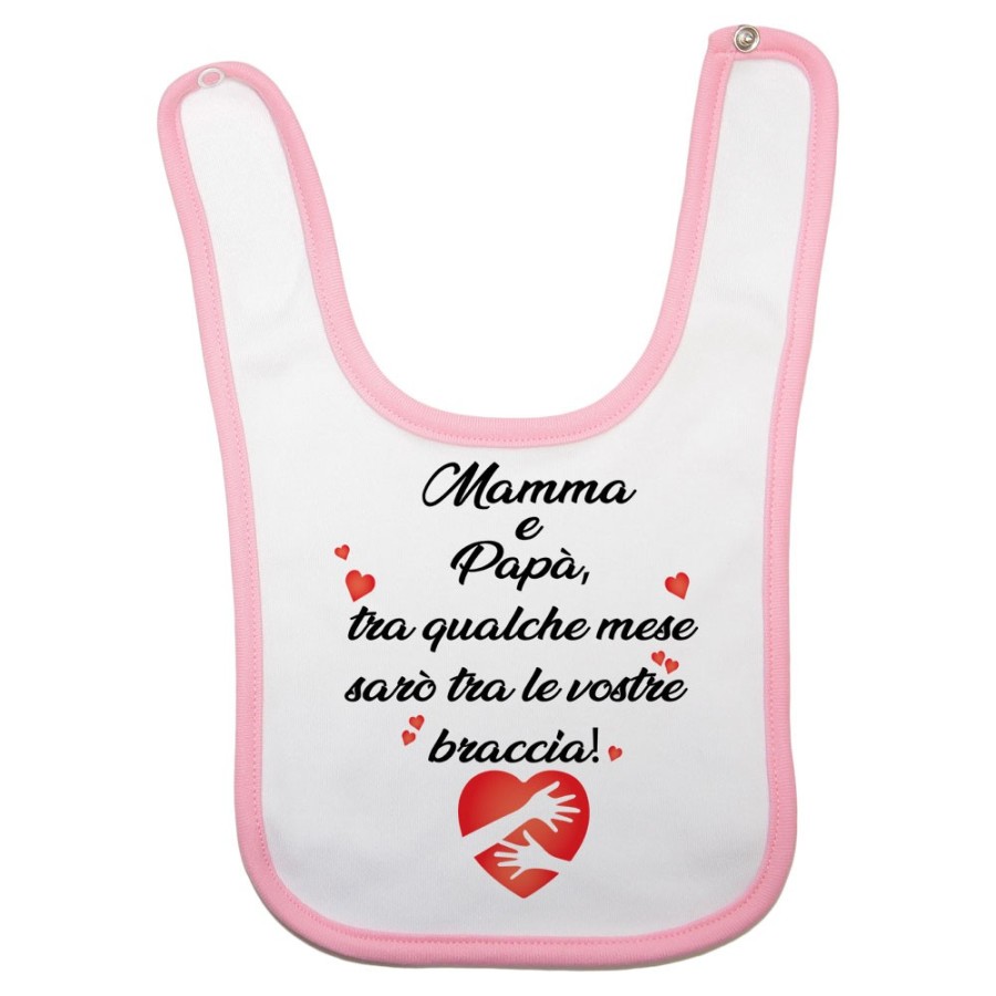 Bavaglino neonato mamma e papà tra qualche mese sarò tra le vostre braccia Per la famiglia