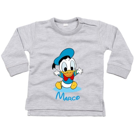 Felpa neonato personalizzata con nome baby paperino
