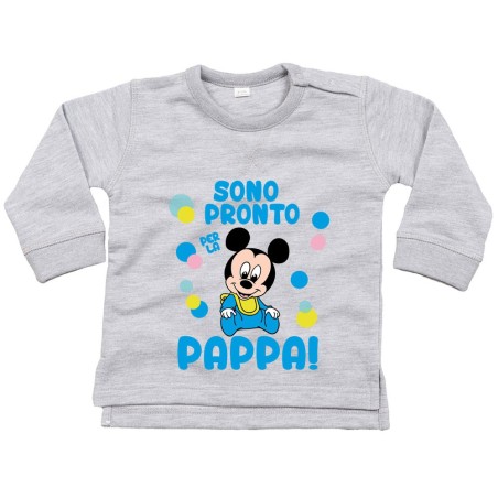 Felpa neonato sono pronto per la pappa baby topolino
