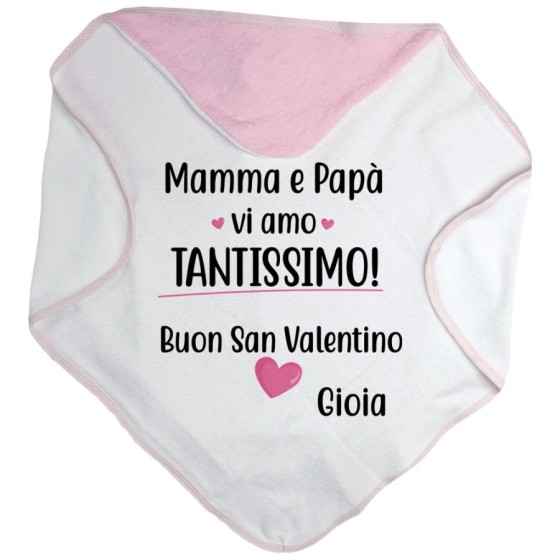 Accappatoio neonato personalizzato con nome mamma e papà vi amo tantissimo buon san valentino Love