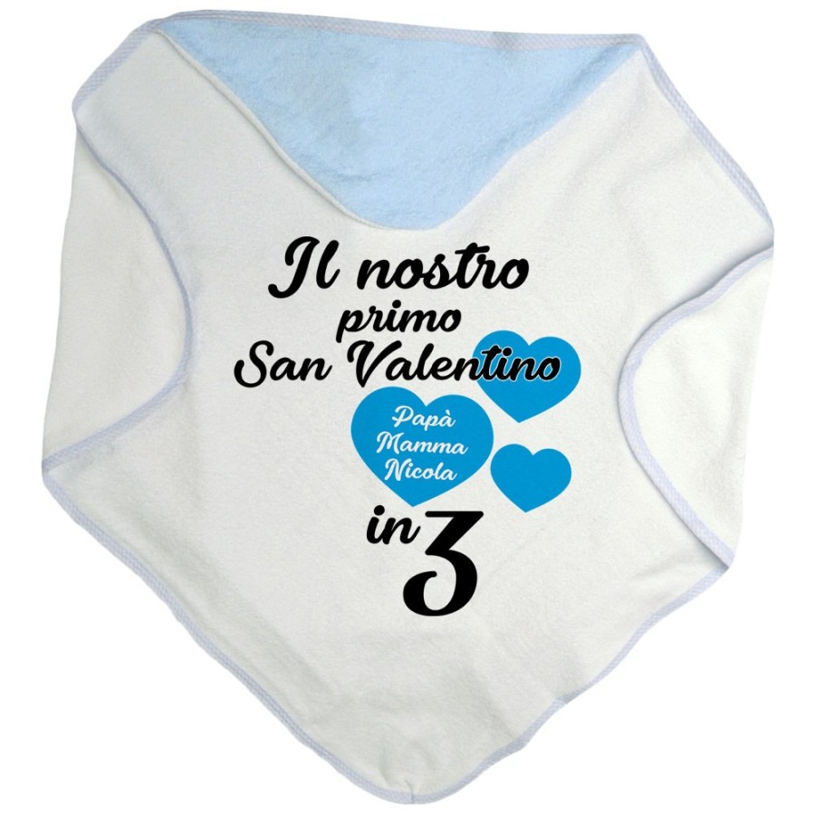 Accappatoio neonato personalizzato con nomi il mio primo san valentino in 3 Love