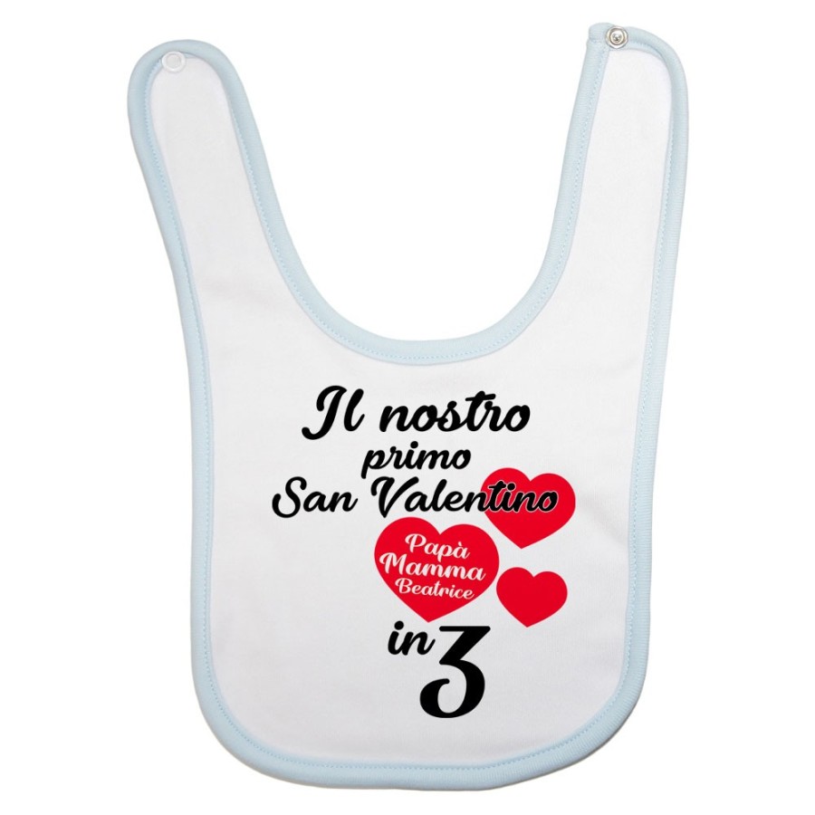 Bavaglino neonato personalizzato con nomi il mio primo san valentino in 3 Love