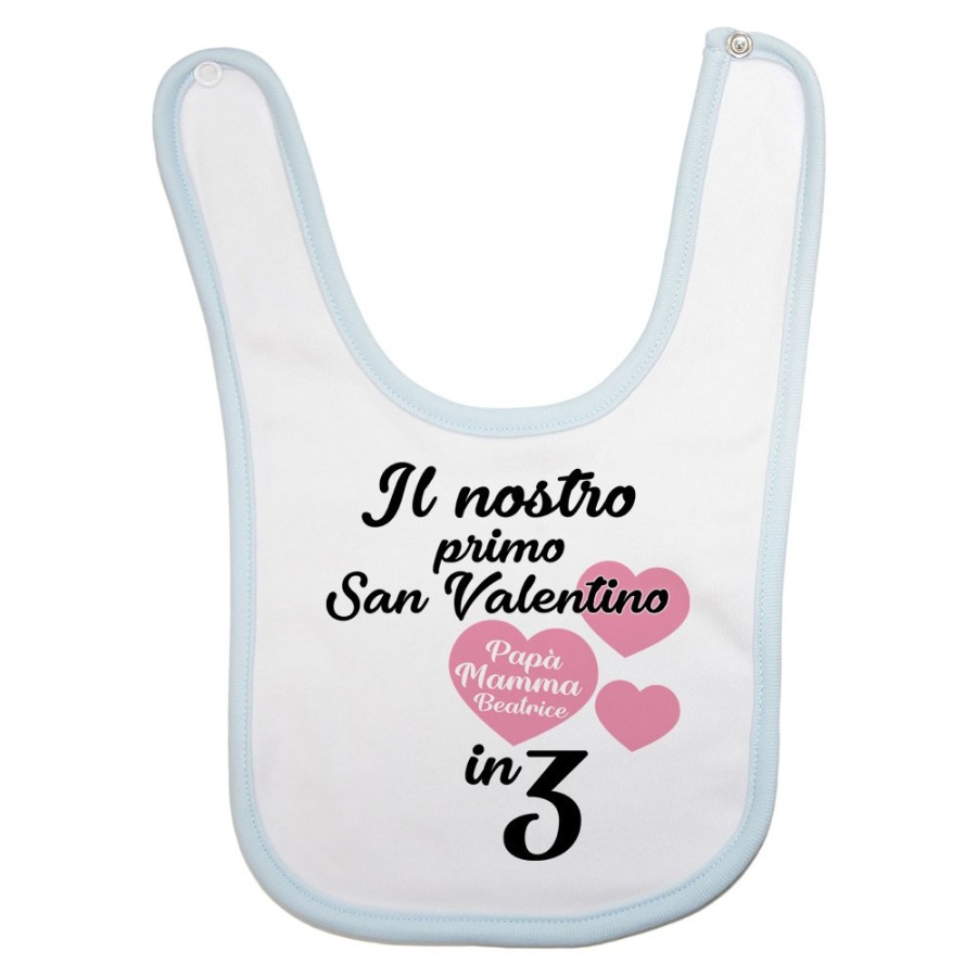 Bavaglino neonato personalizzato con nomi il mio primo san valentino in 3 Love