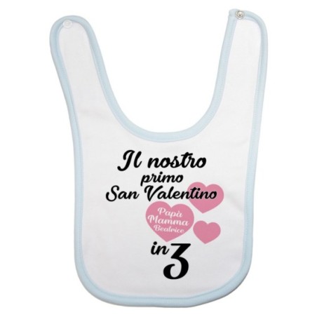 Bavaglino neonato personalizzato con nomi il mio primo san valentino in 3 Love