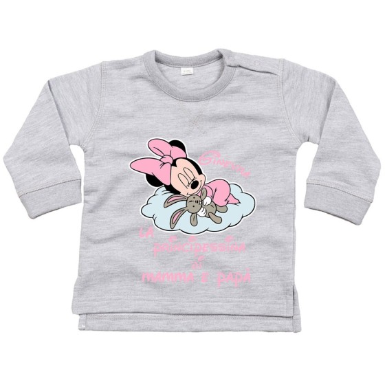 Felpa neonata personalizzata con nome baby minnie principessina di mamma e papà Cartoon