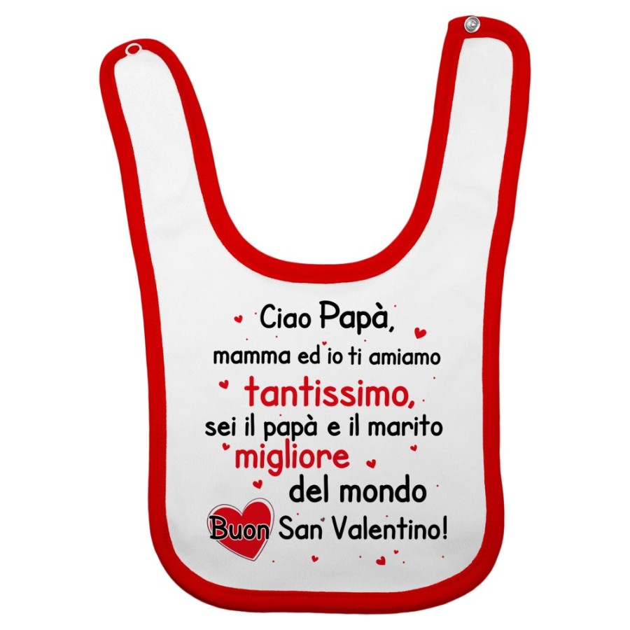 Bavaglino neonato mamma papà ed io ti amiamo tantissimo buon san valentino Love