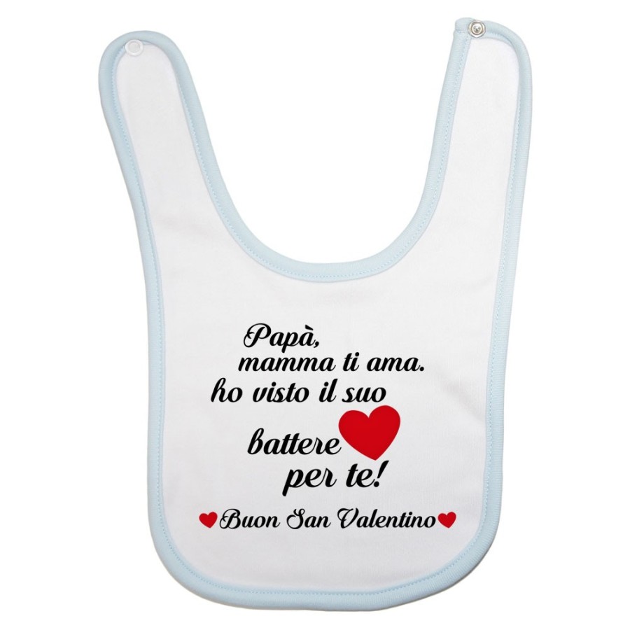Bavaglino neonato papà mamma ti ama ho visto il suo cuore battere per te buon san valentino Love