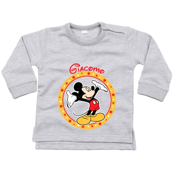 Felpa neonato personalizzata con nome topolino Cartoon