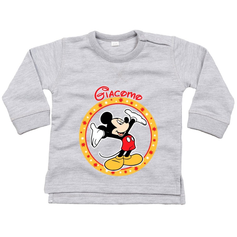 Felpa neonato personalizzata con nome topolino Cartoon