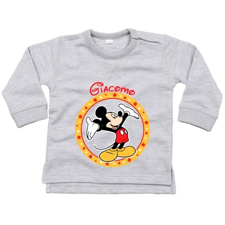 Felpa neonato personalizzata con nome topolino