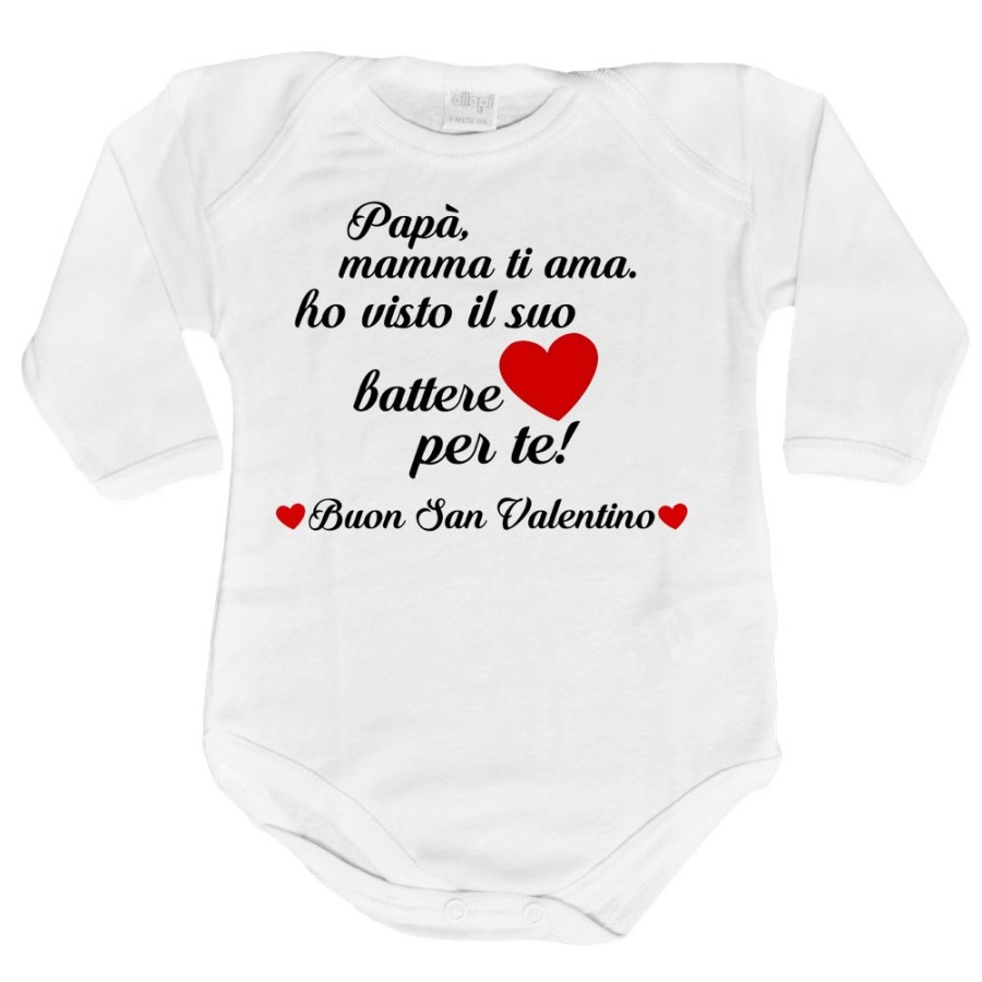 Body neonato papà mamma ti ama ho visto il suo cuore battere per te buon san valentino Love