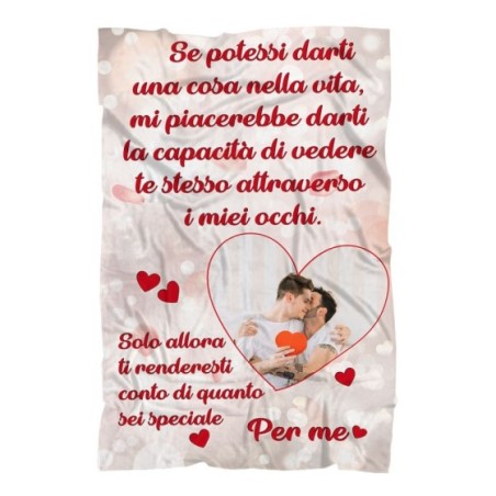 Plaid coperta in pile personalizzata con foto nel cuore sei speciale Love