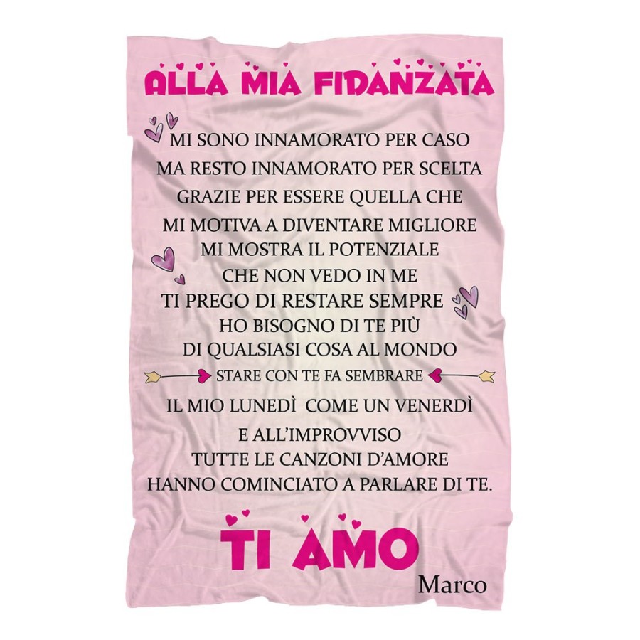 Plaid coperta in pile personalizzata con nome lettera alla mia fidanzata  Love