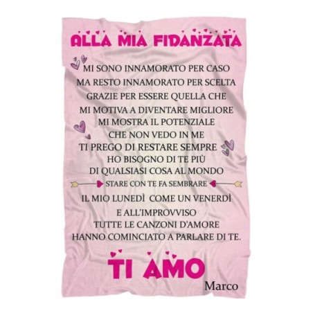 Plaid coperta in pile personalizzata con nome lettera alla mia fidanzata  Love