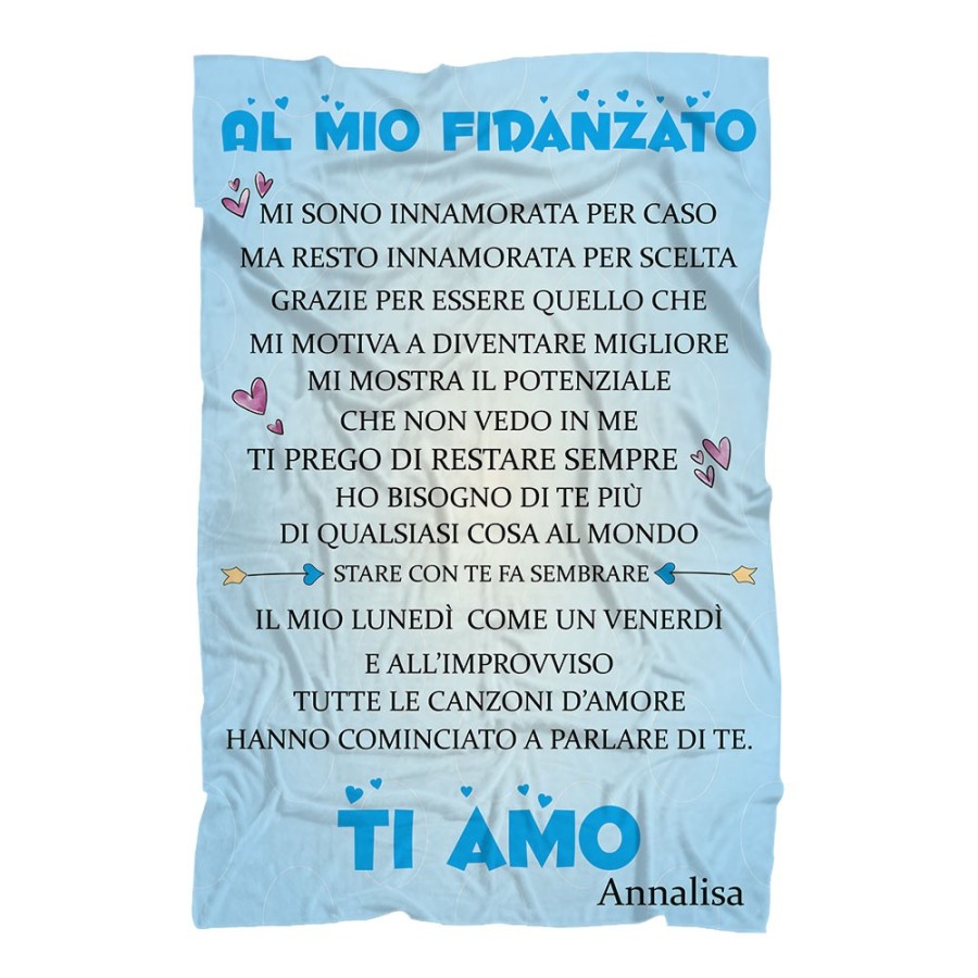 Plaid coperta in pile personalizzata con nome lettera al mio fidanzato Love