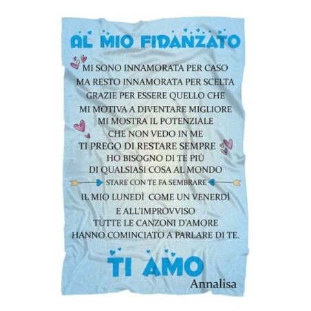 Plaid coperta in pile personalizzata con nome lettera al mio fidanzato Love