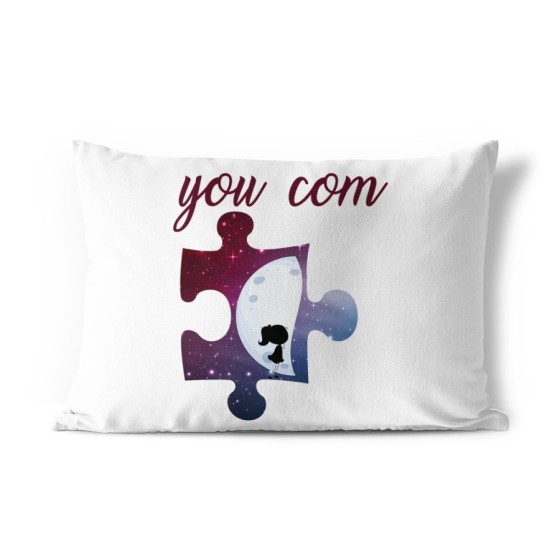 Federa personalizzabile con nome puzzle donna su mezza luna Love