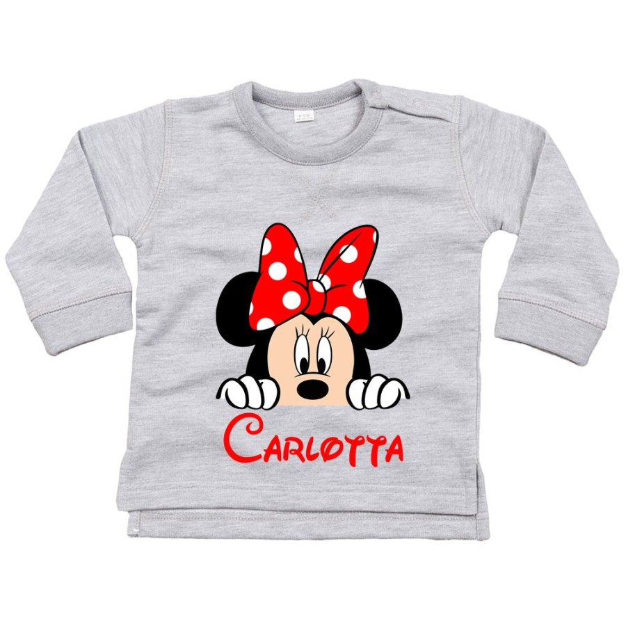 Felpa neonata personalizzata con nome minnie che esce dalla tasca Cartoon