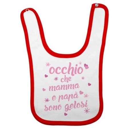 Bavaglino neonato occhio che mamma e papà sono gelosi con cuori e stelle Per la famiglia