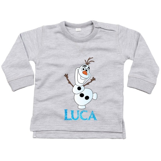 Felpa neonato personalizzata con nome olaf Cartoon