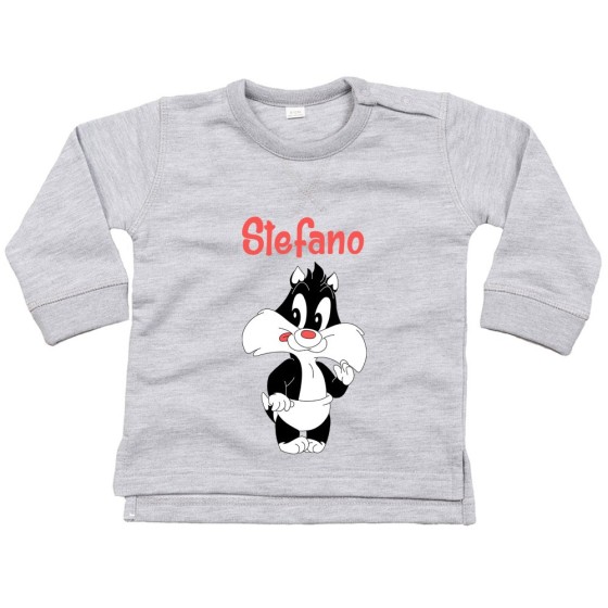 Felpa neonato personalizzata con nome baby gatto silvestro Cartoon