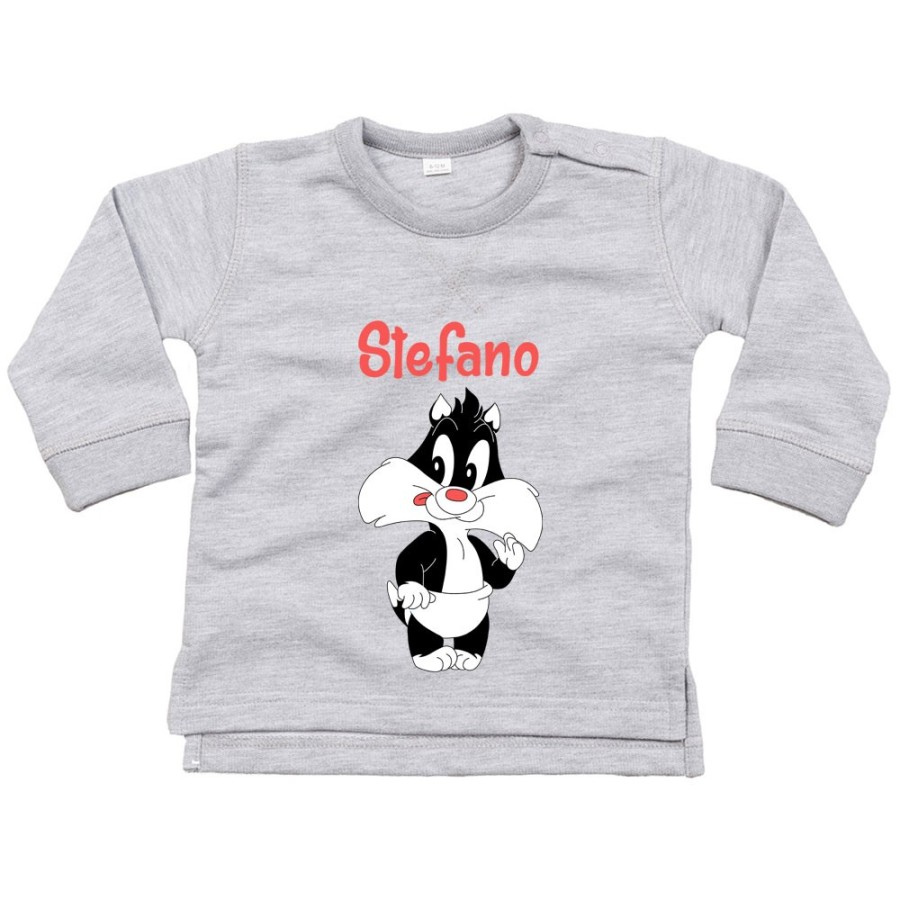 Felpa neonato personalizzata con nome baby gatto silvestro Cartoon