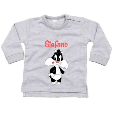 Felpa neonato personalizzata con nome baby gatto silvestro Cartoon