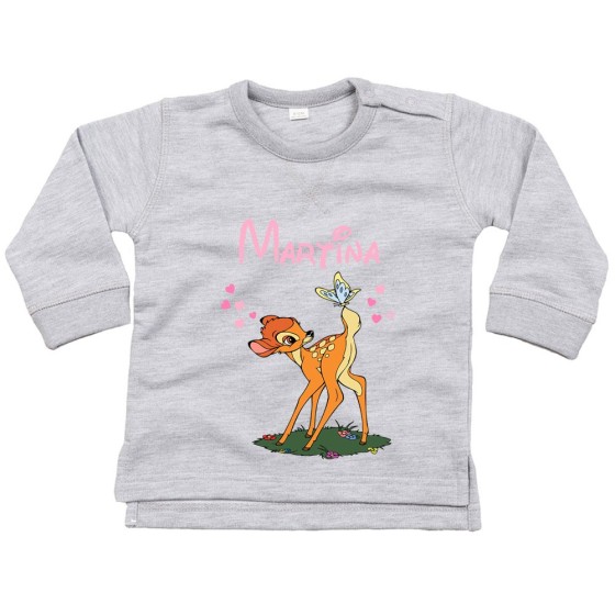 Felpa neonato personalizzata con nome bambi Cartoon