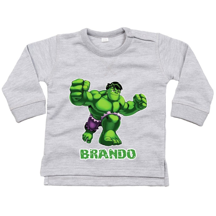 Felpa neonato personalizzata con nome hulk Cartoon