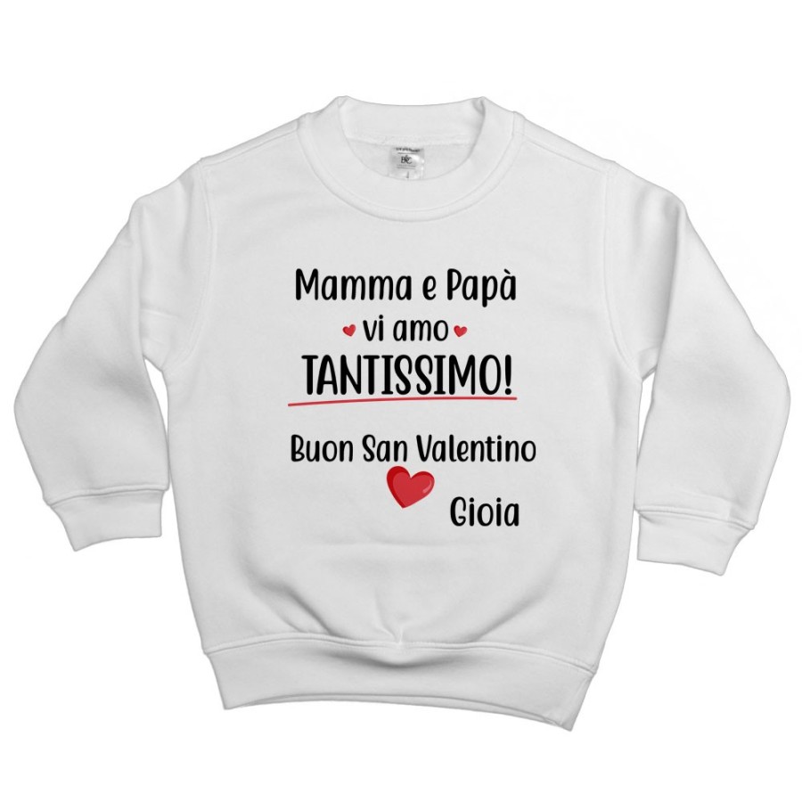 Felpa bambino personalizzato con nome mamma e papà vi amo tantissimo buon san valentino Love