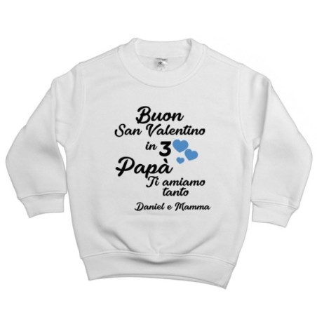 Felpa bambino personalizzato con nomi buon san valentino in 3 mamma ti amiamo tantissimo Love