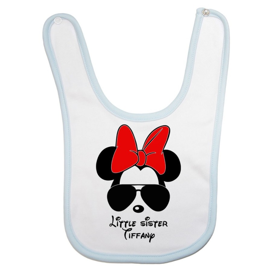 Bavaglino neonata personalizzato con nome little sister minnie Per la famiglia
