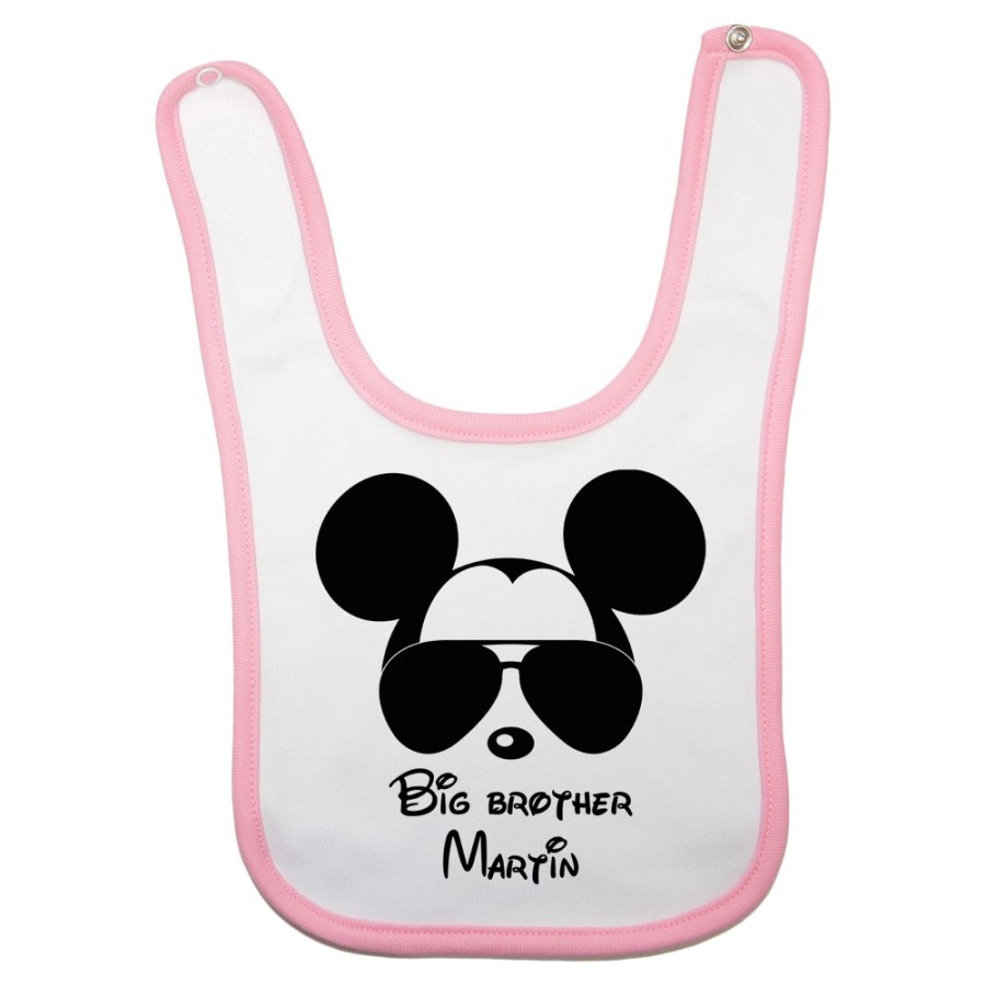 Bavaglino neonato personalizzato con nome big brother mickey Per la famiglia