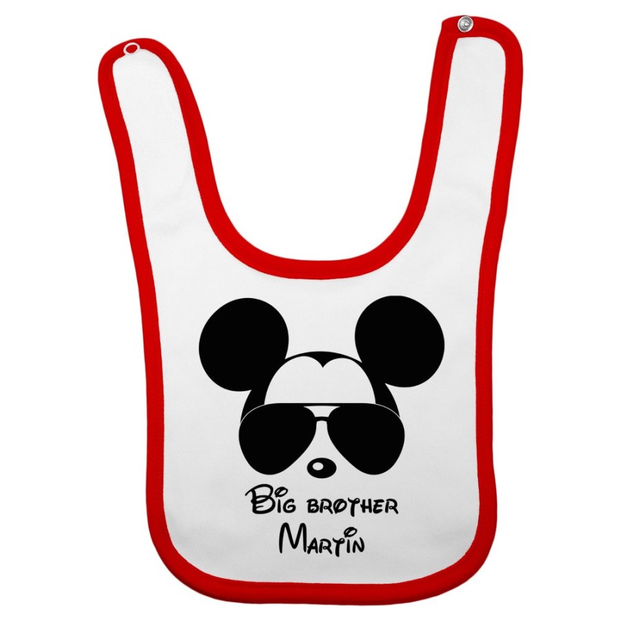 Bavaglino neonato personalizzato con nome big brother mickey Per la famiglia