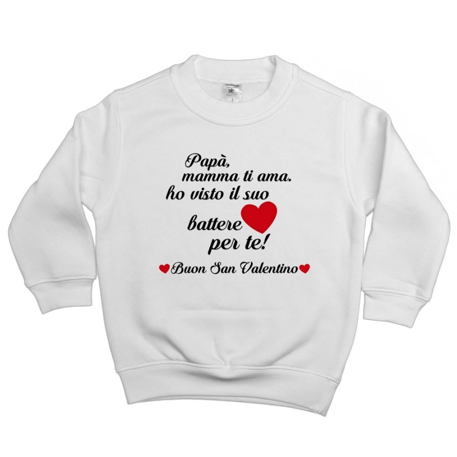 Felpa bambino papà mamma ti ama ho visto il suo cuore battere per te buon san valentino Love