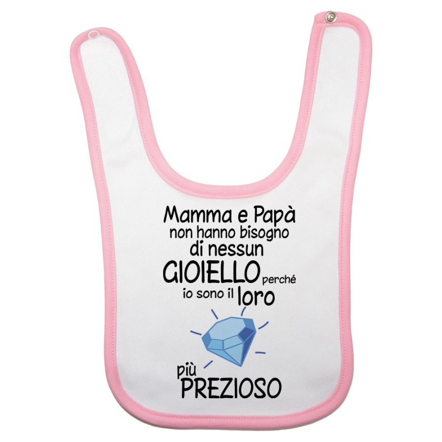 Bavaglino mamma papà non hanno bisogno di nessun gioiello perchè sono il suo diamante più prezioso Per la famiglia