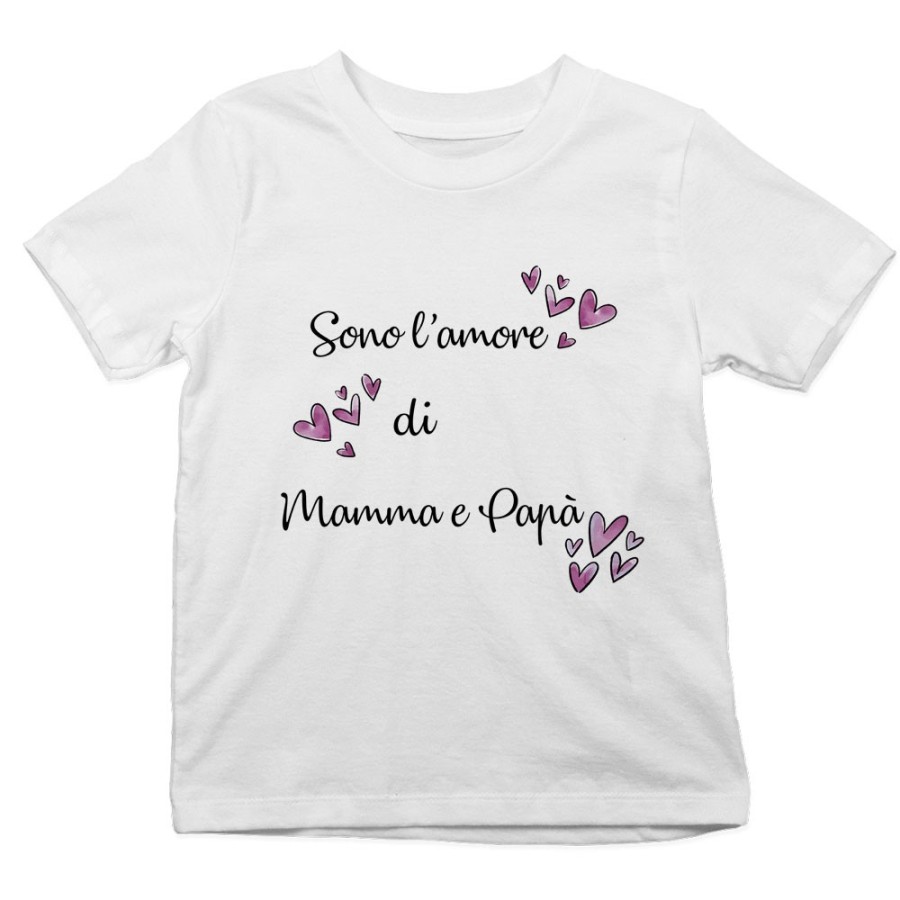 T-shirt bambina sono l'amore di mamma e papà Per la famiglia