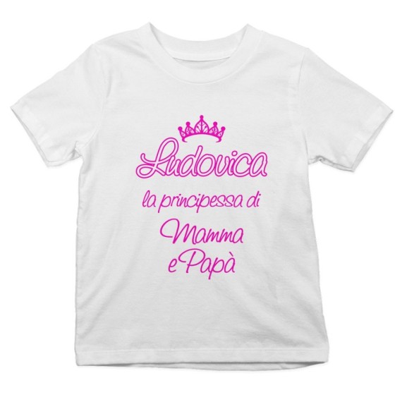 T-shirt bambino personalizzato con nome sono la principessa il principe di mamma e papà con corona Per la famiglia