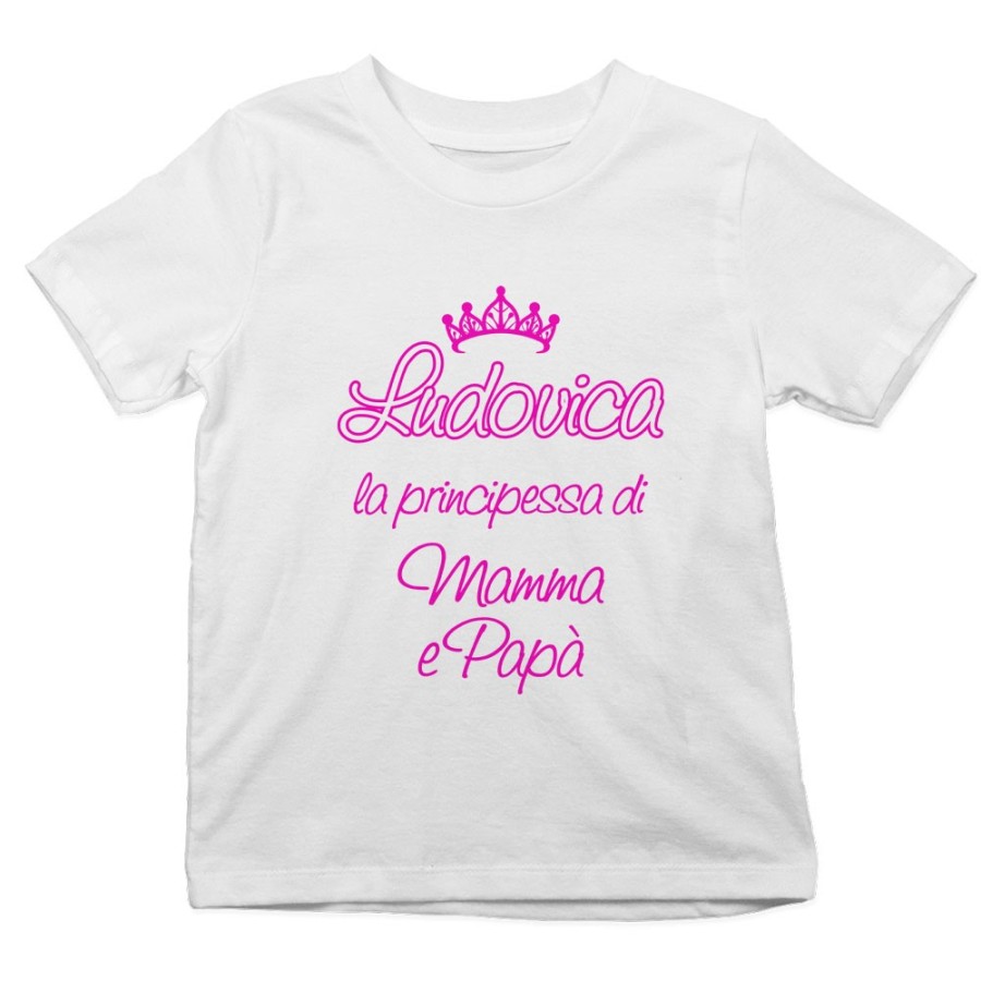 T-shirt bambino personalizzato con nome sono la principessa il principe di mamma e papà con corona Per la famiglia