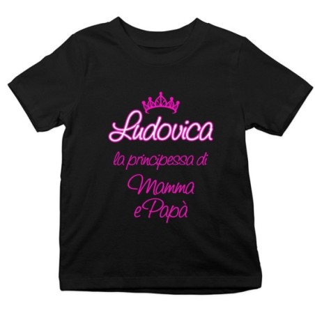 T-shirt bambino personalizzato con nome sono la principessa il principe di mamma e papà con corona Per la famiglia