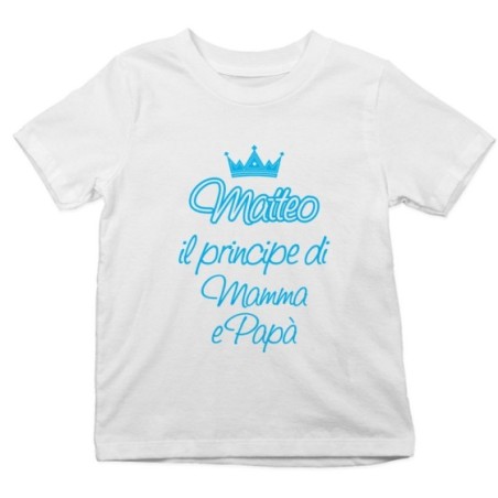 T-shirt bambino personalizzato con nome sono la principessa il principe di mamma e papà con corona Per la famiglia