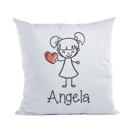 Cuscino personalizzato con nome omina con cuore