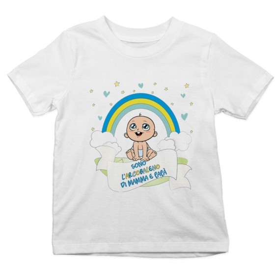 T-shirt bambino sono l'arcobaleno di mamma e papà con bambino Per la famiglia