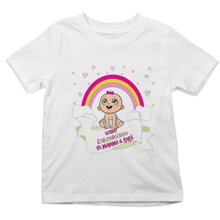 T-shirt bambino sono l'arcobaleno di mamma e papà con bambino Per la famiglia