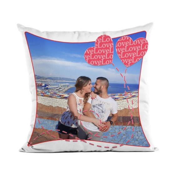 Cuscino personalizzato con foto love palloncini Love