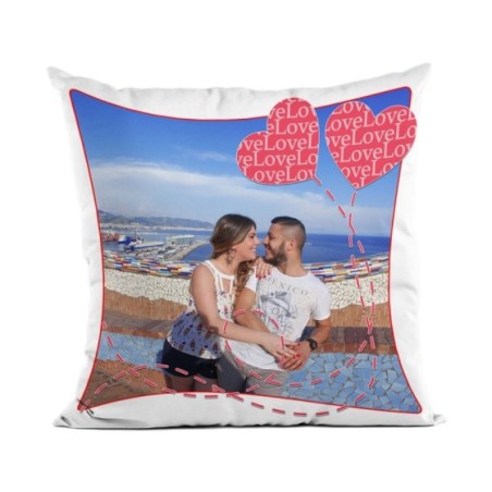 Cuscino personalizzato con foto love palloncini